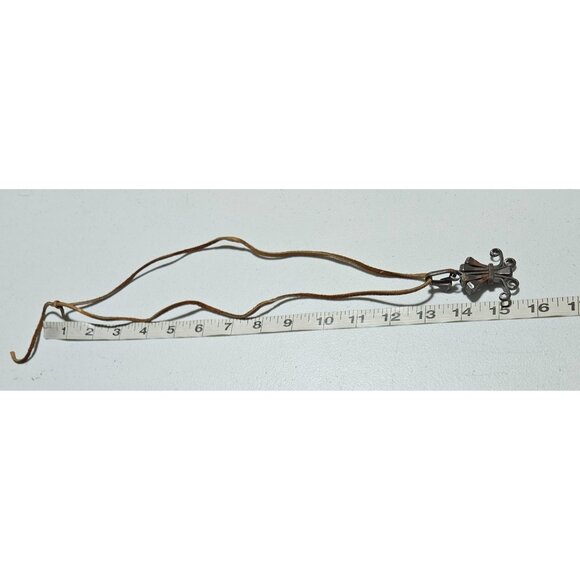 Handcrafted Rustic Iron Pendant Necklace Leather Cord Steampunk Goth Fashion - Picture 5 of 6